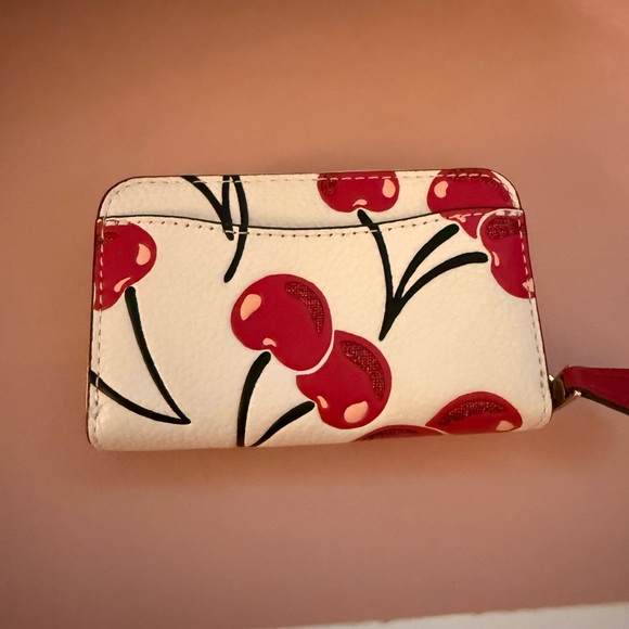 Essential Small Zip-Around Cherry-Print Leather Card Case Wallet - Picture 3 of 6